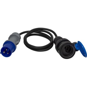Adapterleitung (Gummi-Neopren), CEE-Stecker 230V/16A, T23 Kupplung (IP55), Kabel 1.5m 3G1.5 schwarz