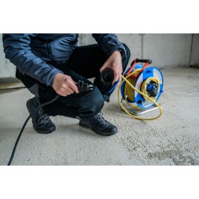 Gerätekabelrolle Super Solid G 290 + Bretec, T13 Kupplung, T13 Stecker, 33m 3G1,5 gelb, CH Stecksystem IP55