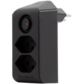 cleverLINE Abzweigstecker 2-fach schwarz mit Schalter, drehbar bis 300° mit Aufhänger *CH*