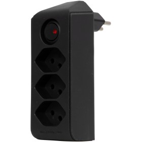 cleverLINE Abzweigstecker 3-fach schwarz mit Schalter, drehbar bis 300° mit Aufhänger *CH*