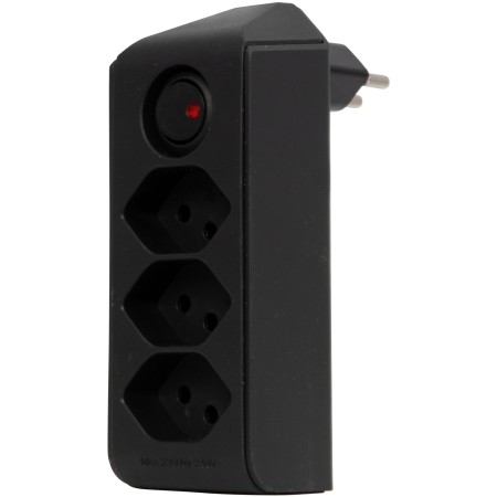 cleverLINE Abzweigstecker 3-fach schwarz mit Schalter, drehbar bis 300° mit Aufhänger *CH*