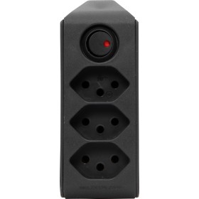 Multipresa a 3 prese nera con interruttore, rotante fino a 300° con appendino *CH*