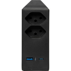 Prise multiple pivotante cleverLINE 2 prises noir avec USB Type-A et Type-C, pivotant jusqu'à 300° avec crochet *CH*