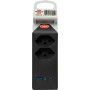 cleverLINE Abzweigstecker 2-fach schwarz mit USB Typ-A und Typ-C, drehbar bis 300° mit Aufhänger *CH*