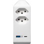 cleverLINE Abzweigstecker 2-fach weiss mit USB Typ-A und USB Typ-C PD, drehbar bis 300° mit Aufhänger *CH*