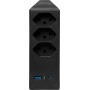 cleverLINE Abzweigstecker 3-fach schwarz mit USB Typ-A und USB Typ-C, drehbar bis 300° mit Aufhänger *CH*