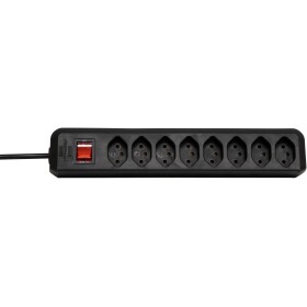 cleverLINE 8-Steckdosenleiste (5m Kabel, mit Schalter, für den Innenbereich) schwarz