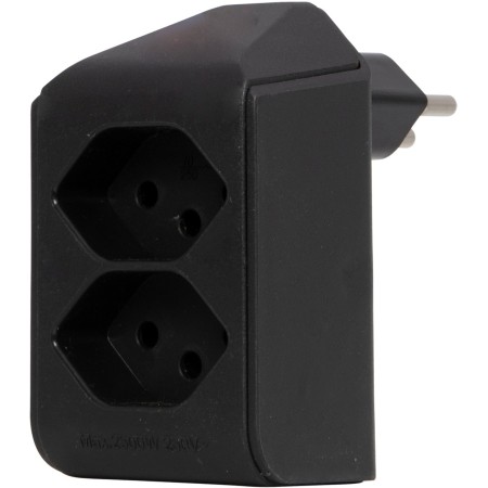 cleverLINE Abzweigstecker 2-fach schwarz, drehbar bis 300° ohne Aufhänger *CH*