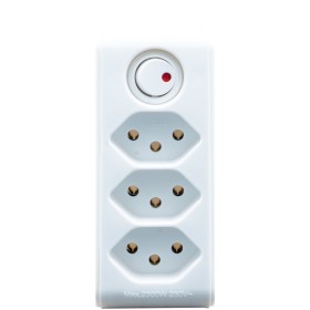 Multipresa a tre prese girevole a 300° con interruttore bianco cleverLINE, senza gancio *CH*