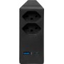 cleverLINE Abzweigstecker 2-fach schwarz mit USB Typ-A und Typ-C, drehbar bis 300° ohne Aufhänger *CH*