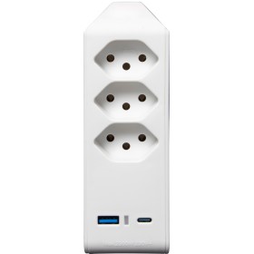 Multipresa cleverLINE 3 prese bianche con porte USB Type-A e USB Type-C rotabili fino a 300° senza gancio *CH*