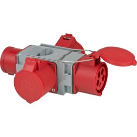 CEE Adapter Stromverteiler IP44 1x CEE Stecker 400V/32A & 3x CEE Steckdosen 400V/32A