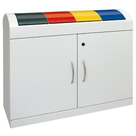 Abfalltrennung TD 4, RAL 7035/RAL 7016, RAL 3000, RAL 1003, RAL 5010, verz. Innenbehälter, 4x45 Liter
