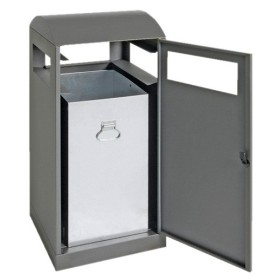 Raccolta differenziata A³, antracite/7016, contenitore interno zincato, 90 litri