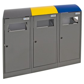 Abfalltrennung A³-3-fach Station, anthrazitgrau/5010, 1003, 7016, verz. Innenbehälter, 3x40 Liter