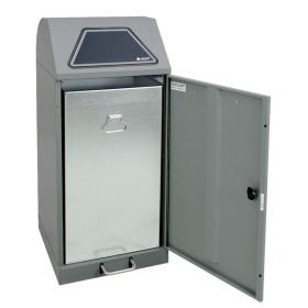 Abfalltrennung Modul-Vario 120, graualu-struktur, verz. Innenbehälter, 120 Liter, Trethebel