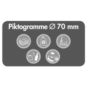 Zubehör: Piktogramm-Set, Durchm. 70 mm, weiss, 5 Stück