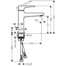 Miscelatore monocomando per lavabo hansgrohe Metropol 110 con leva e scarico a tirante