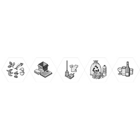 Piktogramm-Set, 5 Motive, Druckfarbe schwarz