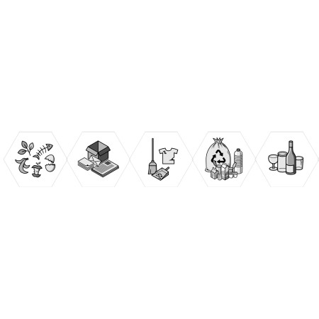 Piktogramm-Set, 5 Motive, Druckfarbe schwarz
