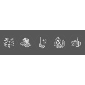 Piktogramm-Set, 5 Motive, Druckfarbe silber
