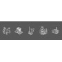 Piktogramm-Set, 5 Motive, Druckfarbe silber