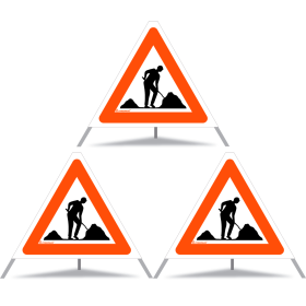 TRIOPAN Faltsignal 60 Tagesleuchtend mit Etui (3x Baustelle)