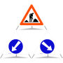 TRIOPAN Faltsignal 70 Tagesleuchtend Kombi mit Etui (Baustelle - Links umfahren - Rechts umfahren)