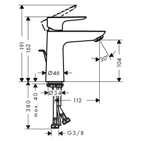 hansgrohe Talis E Mitigeur lavabo monocommande 110 avec vidage à tirette